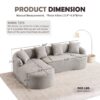 Compression Sofa: Combining Chaise Longue With 3 Seater, Wood Grain Chenille Fabric, Full Sponge Compression Sofa, Combined Sofa With 4 Pillows For Living / Home Furniture / Apartment - Gray - Image 40