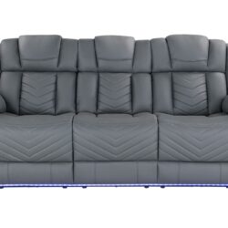 Raize - 10 Power Reclining Sofa With DDT, WC And LED - Gray