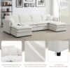 Chenille Modular Sectional Sofa, U Shaped Cloud Couch Set With Double Cushions, 6 Seat Sleeper Sofa Bed With Ottomans, Oversized Indoor Furniture - Cream - Image 16