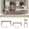 6 Piece Dining Set Classic And Traditional Style, Includes Dining Table, 4 Upholstered Chairs & Bench - Natural Wash - Image 4