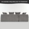 Compression Sofa: Combining Chaise Longue With 3 Seater, Corduroy Fabric, Full Sponge Compression Sofa, Combined Sofa With 4 Pillows For Living / Home Furniture / Apartment - Light Gray - Image 24