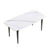 70.87" Modern Artificial Stone Curved Black Metal Leg Dining Table, Can Accommodate 6-8 People - White / Black - Image 4