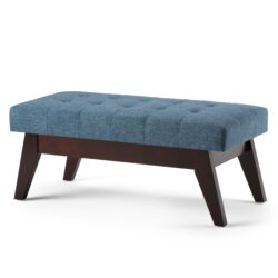 Draper - Mid Century Tufted Ottoman Bench - Denim Blue