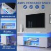 TV Stand LED Gaming Entertainment Center Media Storage Console Table With Large Side Cabinet For Living Room - White - Image 4