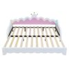 Twin Extending Daybed With LED Lights, Modern Upholstered Princess Daybed With Crown Headboard - White - Image 8