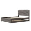 Queen Size Upholstered Platform Bed With Twin Size Trundle And 2 Sets Of USB Ports On Each Side - Gray - Image 8
