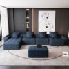 Modern Oversized Modular Sectional Sofa, Sparkling Chenille Fabric Soft Cushion Sofa With 8 Pillows, 8 Pieces Diy Combination Tufted Sofa, No Assembly Required - Blue - Image 13