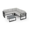 Dursley - Outdoor Aluminum V Shape Sofa Sectional - Beige / Gray - Image 4