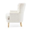 Vintage Style Club Chair, Granular Plush Fabric, Rubber Wood Legs - Almond - Image 9