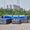 Luxurious Comfort Patio Sofa With Cushions - Blue / Gray - Image 7