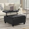 Harrison - Small Square Coffee Table Storage Ottoman - Distressed Black - Image 4