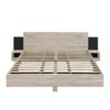 King Size Floating Platform Bed, With LED Lights, Bedside Nightstand - Natural - Image 3