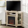 Classic Glass Door Fireplace TV Stand For TVs Up To 55" - White Oak - Image 4