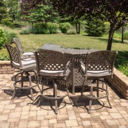 5 Piece Cast Aluminum Bar Set With Cushion - Gray Ash