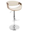 Curvo - Mid-Century Modern Adjustable Barstool With Swivel (Set of 2) - Chrome / Walnut / Cream - Image 3