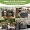 Outdoor Grill Cart With 2 Doors And Patio Furniture Stainless Steel Tabletop - Black / Silver - Image 3
