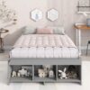 Full Size Bed With Storage Case, 2 Storage Drawers, Lengthwise Support Slat - Gray - Image 3