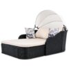 Outdoor Sunbed With Adjustable Canopy, Double Lounge, Daybed - Black / Beige - Image 10