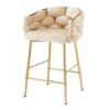 Modern Counter Stools (Set of 2) Counter Stools With Iron Frame, Soft Back And Cushion, Footrest, Suitable For Kitchen - Beige - Image 11