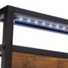 Full Size Metal Platform Bed Frame With Wooden Headboard And Footboard With USB Liner, LED Lights, No Box Spring Needed, Large Under Bed Storage - Brown - Image 2