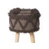 Roja - Handcrafted Wool & Cotton Foot Stool With Eucalyptus Wood Frame - Dark Brown - Image 2