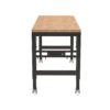 Adjustable Workbench For Garage, Rubber Wood Heavy Duty Workstation With Power Outlets & Wheels, 2000 Lbs Load Capacity Hardwood Worktable For Workshop - Black - Image 13