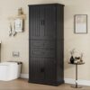 Storage Cabinet With Multi Functional Storage Space, 2 Drawers, Adjustable Shelf - Black - Image 9