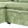 Convertible Sofa Bed Sectional Sofa Sleeper L-Shaped Sofa With A Storage Ottoman, Two Pillows, Two Power Sockets And Two USB Ports For Living Room - Green - Image 26