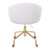 Claire - Contemporary / Glam Task Chair - Gold / White - Image 4