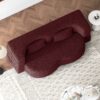 Modern Floor Sofa With 2 Pillows, Convertible Teddy Fabric Foam Filled Sleeper Sofa Bed, Full Size Folding Mattress For Living Room Guest Bed, Playroom, No Assembly Required - Burgundy - Image 8