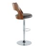 Cecina - Mid-Century Modern Adjustable Height Barstool With Swivel With Oval Footrest (Set of 2) - Chrome / Walnut / Brown - Image 3
