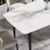 63" Modern Artificial Stone White Curved Black Metal Leg Dining Table, 6 People - White - Image 6