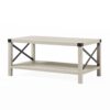 Farmhouse Metal X Coffee Table With Lower Shelf - Stone Gray - Image 4