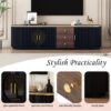 Modern Minimalist TV Stand For TVs Up To 80", Entertainment Center With 3 Drawers And 1 Shelf, Metal Handles And 2 Cabinets For Living Room - Black - Image 12