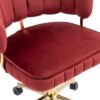 Velvet Home Office Desk Chair, Modern Cute Computer Chair With Swivel Wheels, Height Adjustable - Wine Red - Image 21