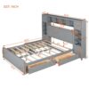 Queen Size Bed With All In One Cabinet, Shelf And Sockets - Gray - Image 13