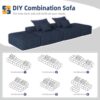 Modern Oversized Modular Sectional Sofa With 2 Ottoman And 2 Seat, Sparkling Chenille Fabric Soft Cushion Sofa With 4 Pillows, 4 Pieces Diy Combination Tufted Sofa, No Assembly Required - Blue - Image 16