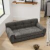 Modern Dark Pet Sofa With Backrest And Armrests Linen Fabric, For Small And Medium Dogs - Dark Gray - Image 3