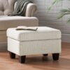 Springfield - Ottoman Contemporary Design Fabric Birch Wood Legs - Beige - Image 12