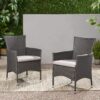 Dimensional Outdoor Dining Chair With Cushion Seat And Iron Frame (Set of 2) - Gray - Image 8