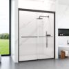 Modern Semi Frameless Double Sliding Shower Door With 1 / 4" Sgcc Tempered Glass - Matte Black - Image 4