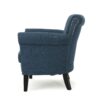 Elegant Fabric Club Chair With Nailhead Trim And Birch Wood Legs - Navy Blue - Image 6