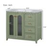 Bathroom Vanity With Two Soft Close Doors, Adjustable Shelves And Three Drawers - Green - Image 8