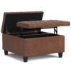 Harrison - Square Small Coffee Table Storage Ottoman - Brown - Image 2