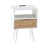 15.75" Rattan End Table With Power Outlet & USB Ports, Modern Nightstand With Drawer And Solid Wood Legs, Side Table For Living Room, Bedroom - White - Image 7