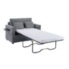 Twin Size Sofa Bed Sleeper Sofa Loveseat Sofa With Foldable Mattress, USB Ports, Side Table & Storage Pocket - Gray - Image 11