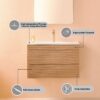 Wall Mounted & Floating Single Vanity With Ceramic Sink - Natural Walnut - Image 5