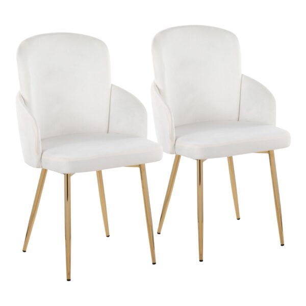 Dahlia - Contemporary Dining Chair (Set of 2) - Cream / Gold