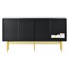 Modern Elegant 4 Door Sideboard Gold Metal Handle Buffet Cabinet For Dining Room, Living Room, Bedroom, Hallway - Black - Image 17