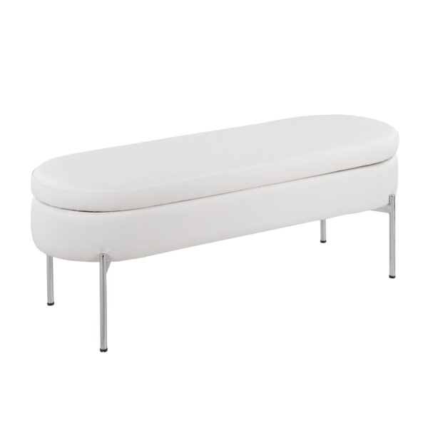Chloe - Contemporary / Glam Bench - Chrome / White